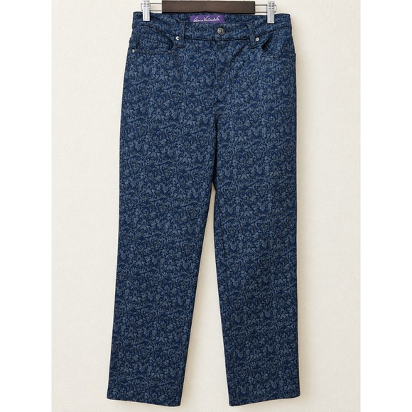 Gloria Vanderbilt Pants - Gloria Vanderbilt Amanda High Rise Damask Print Tapered Jeans Blue Grey Size 10